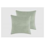 #7 Euro Sham-Set Of 2 Cotton Cross Stitch Sage
