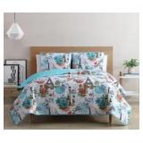 #6 Blue Eiffel Reversible 3-Piece Quilt Set