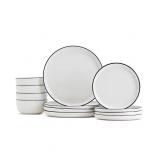 #7 Haven Black Rim 12-Piece Dinnerware Set