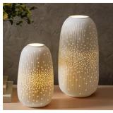 #5 Evergreen LED Porcelain Lanterns - Set of 2
