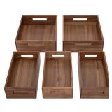 #4 Seville Classics Acacia Storage Bin Set, 5pc