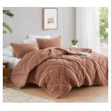 #7 Kyla 3-Piece Brown Microfiber Comforter Set