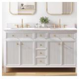 R$1200 Sandbanks 60-in White Double Sink Bathroom