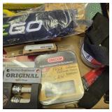 Lawn mower things, new chainsaw blades, plugs
