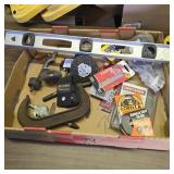 Level, C-Clamp, air blower, misc