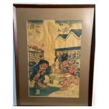Japanese Wood Block Print Abacus Scene Japanese Wood Block Print Abacus Scene