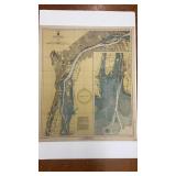 Detroit River Nautical Map Print 1942 Detroit River Nautical Map Print 1942