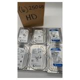 Seagate, WD Hard Drives 250GB, Qty 6