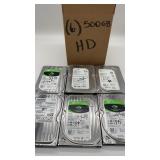 TOSHIBA, Seagate Hard Drives 500GB, Qty 6