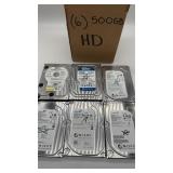Seagate, WD Hard Drives 500GB, Qty 6