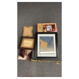 Lot of Picture Frames, Print, Brass Horn