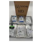 Seagate, WD Hard Drives, 500GB, Qty 6