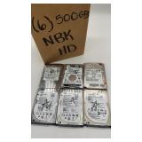 Seagate, WD, IBM Hard Drives, 500GB, Qty 6,