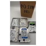 Seagate, WD Hard Drives 1TB, Qty 5