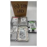Toshiba, Seagate, WD Hard Drives 1TB, qty 5