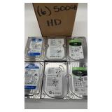 Seagate, WD Hard Drives 500GB, Qty 6,