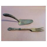 Sterling silver cake server with wood handle and