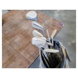 Vintage golf clubs and bag.