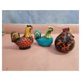 Glass and ceramic chickens