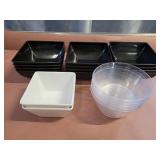 Plastic serving dishes.