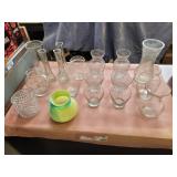 Assorted glass vases.