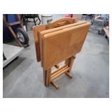 Wooden TV tables with rack. Missing one table.