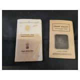 Postage stamp collection book and wallet.
