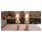 Glass crystal table lamps. 15ï¿½ins. Both work.