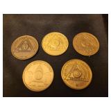 Alcoholics Anonymous sobriety tokens
