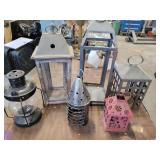 Metal candle lanterns.