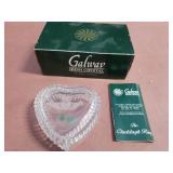 Galway 24% lead crystal heart trinket box. NIB.