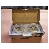 Crystal candle holder set. NIB 3ins.