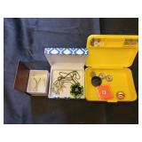 Costume jewelry and assorted buttons