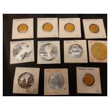 Assorted tokens.