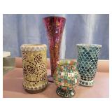 Glass tile covered vases