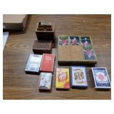 Playing cards and holders. Carfs not counted
