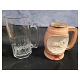 Anheuser Busch Beer stein and large glass stein