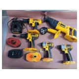 Dewalt 18v cordless tools with charger and 3