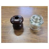 Ceramic and glass insulators.  Both chipped