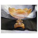 Amber and white marbled dish. 7x7ï¿½