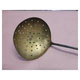 Brass and iron straining ladle. 20ins