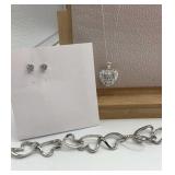 Swarovski Elements SS heart necklace,bracelet &