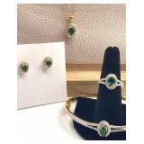 4 piece gemstone and diamond jewelry set