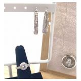 Swarovski elements necklace, hoops  and ring -