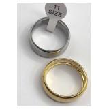Ring bands size 11.  SS one is gold plated
