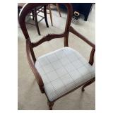 Carved Ladder Back Upholstered Seat Chair