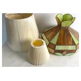 Vintage Slag Glass Lamp Shade 18x13" & 2 Modern