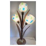 Mid Century Modern Table Lamp Wood Brass 36"