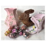 Easter Eggs & Pink Floral Decor Lot