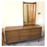 Mid Century Bassett Dresser w/Mirror 60x18x29"